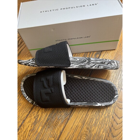 APL Athletic Propulsion Lab TechLoom Slides Men’s Size 14 Black White Marble - Picture 3 of 8